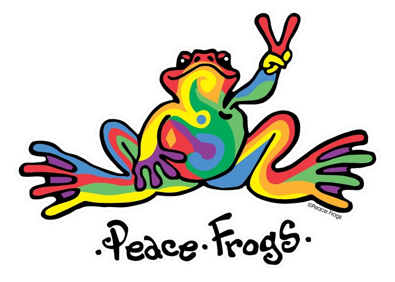 Enjoy It Peace Frogs Multi-Color Peace Frogs Car Sticker, Outdoor Rated Vinyl Sticker Decal for Windows, Bumpers, Laptops or Crafts, 2 Pieces - Image 1